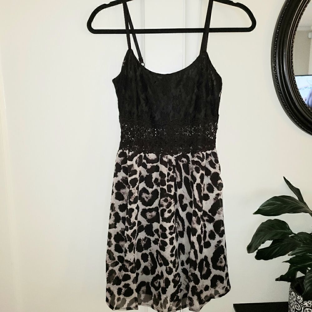 Fashion Line Lace Animal Print Spaghetti Strap